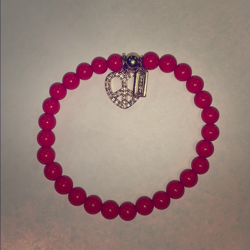 Coach Coral bead bracelet with gold/rhinestones